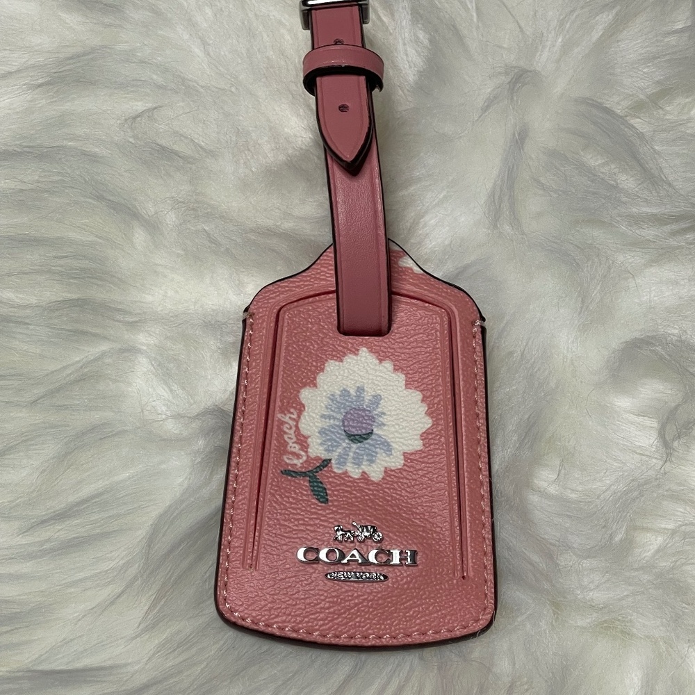 Coach pink luggage tag